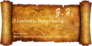 Zierhuth Henrietta névjegykártya